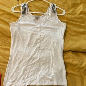 Burberry White Tank Top with Check Accents